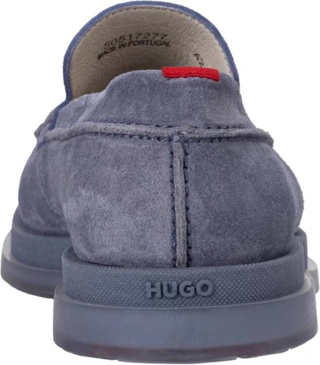 Hugo Boss Blauwe Suède Penny Loafers Blue Heren