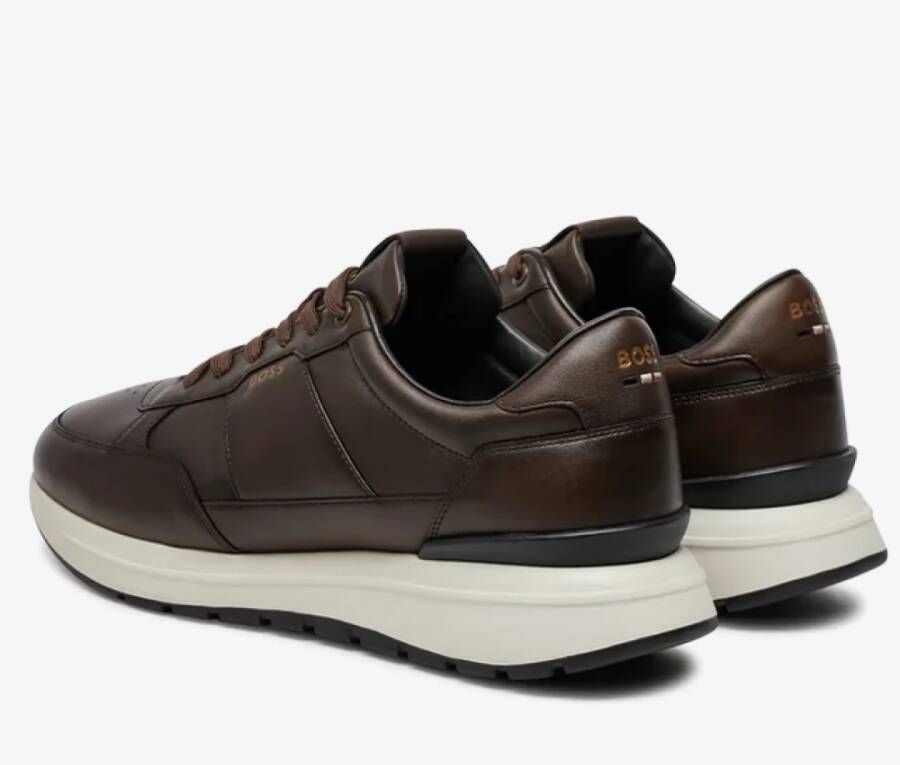 Hugo Boss Donkerbruine Leren Vrijetijdsschoenen Brown Heren