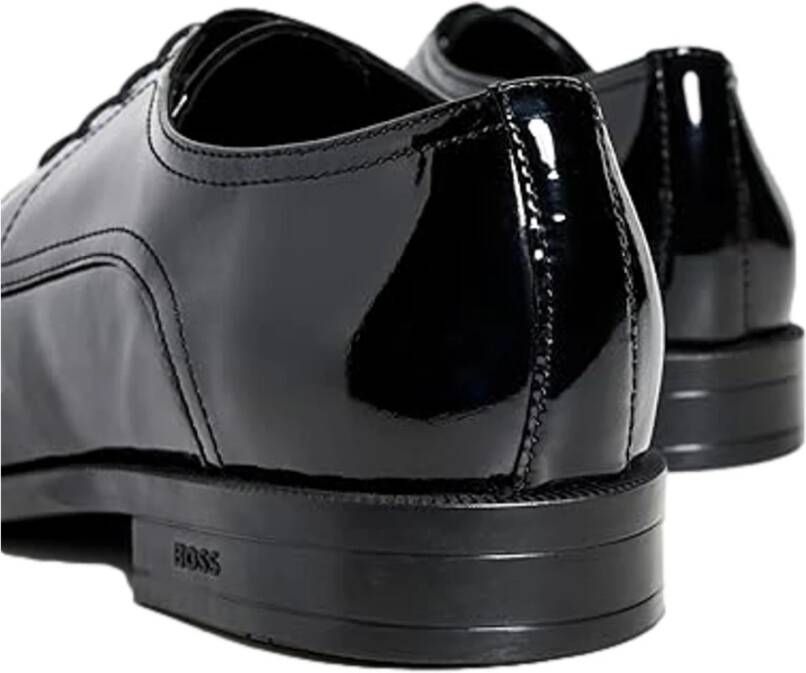 Hugo Boss Elegante Zwarte Leren Derby Schoenen Black Heren