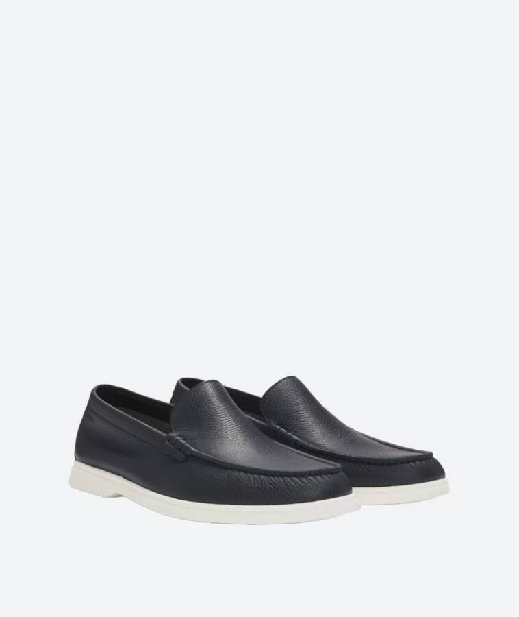 Hugo Boss Gestempeld leren loafers Blue Heren