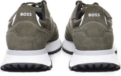 Hugo Boss Groene Suède Sneakers met Rubberen Zool Green Heren