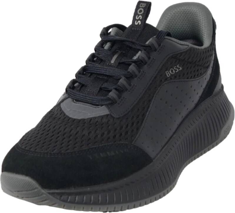 Hugo Boss Hybride Leren en Suède Sneakers Black Heren