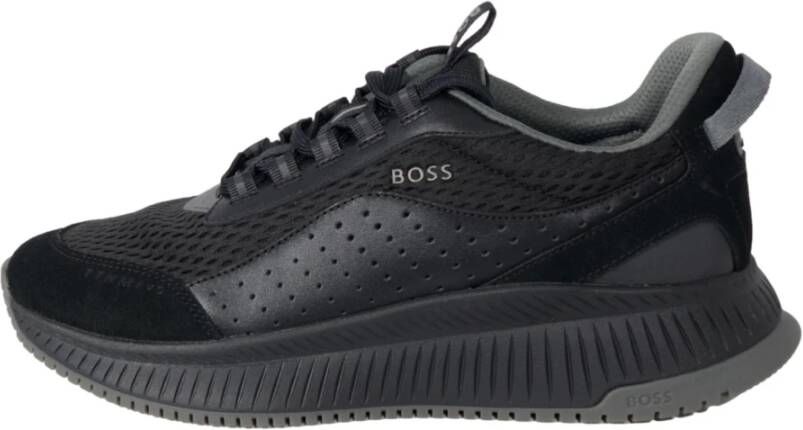 Hugo Boss Hybride Leren en Suède Sneakers Black Heren