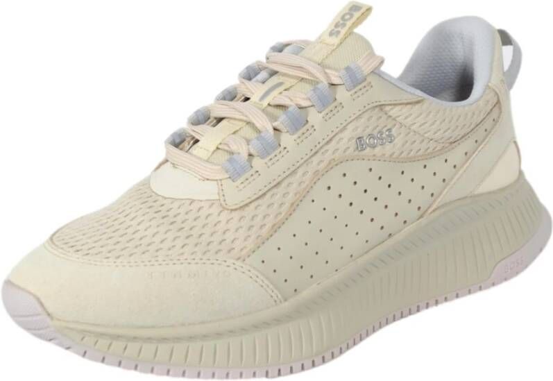 Hugo Boss Hybride Sneakers van Glad en Suède Leer Beige Heren