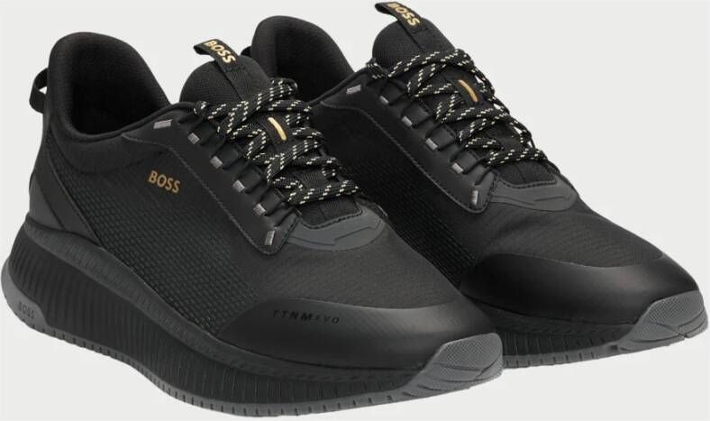 Hugo Boss Sportieve Sneakers met Mesh en Logo Black Heren