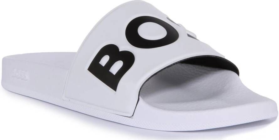 Hugo Boss Wit Zwart Slide Mannen Poolside Stijl White Heren