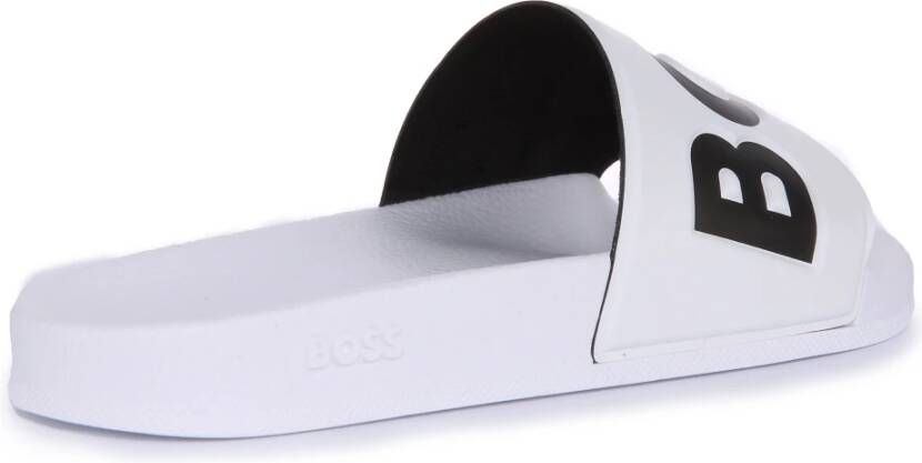 Hugo Boss Wit Zwart Slide Mannen Poolside Stijl White Heren