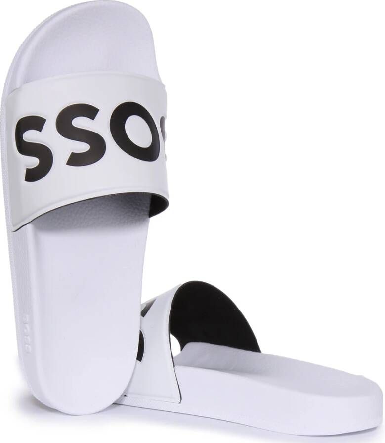 Hugo Boss Wit Zwart Slide Mannen Poolside Stijl White Heren