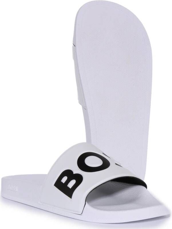 Hugo Boss Wit Zwart Slide Mannen Poolside Stijl White Heren