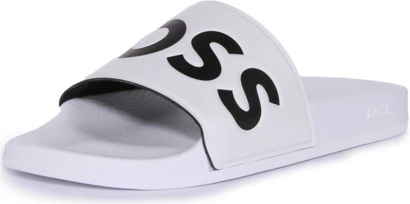 Hugo Boss Wit Zwart Slide Mannen Poolside Stijl White Heren