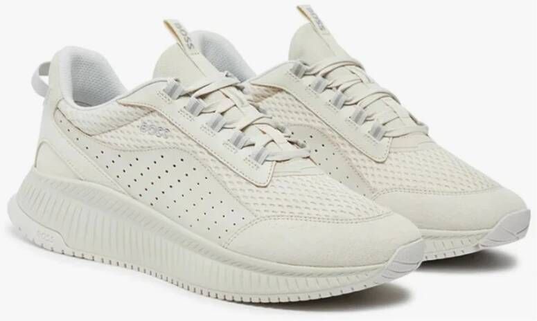 Hugo Boss Witte hybride sneakers van gemengde materialen White Heren