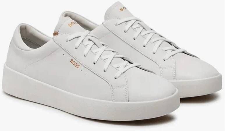 Hugo Boss Witte leren sneakers met logo White Heren