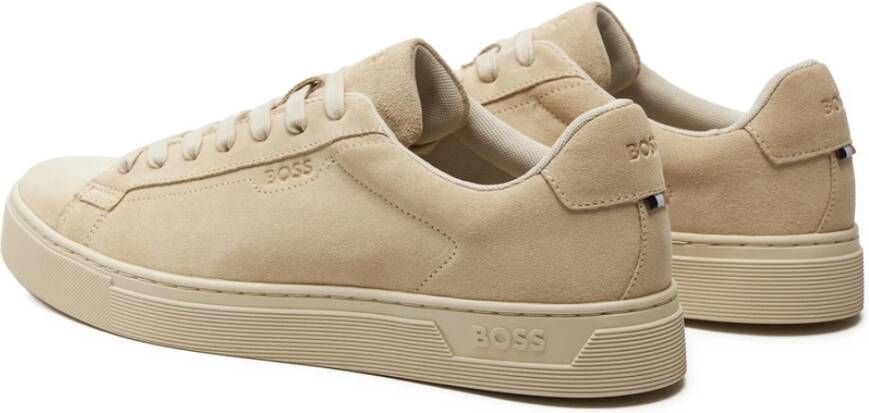 Hugo Boss Witte Leren Sneakers Rhys Tenn Beige Heren