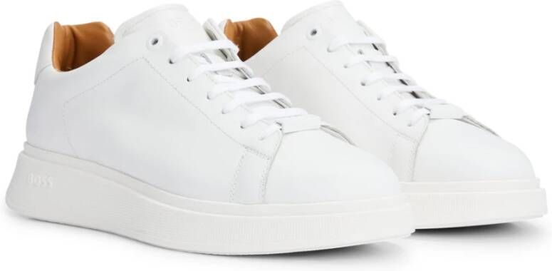 Hugo Boss Witte Leren Sneakers Rubberen Zool White Heren