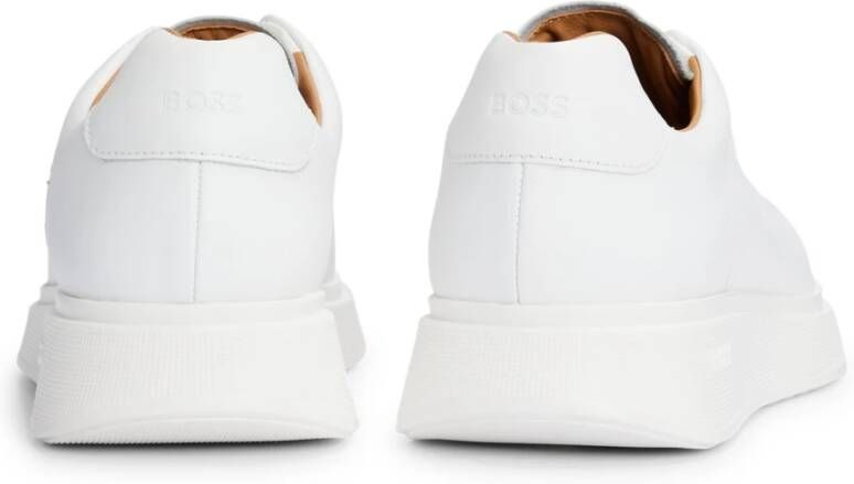 Hugo Boss Witte Leren Sneakers Rubberen Zool White Heren