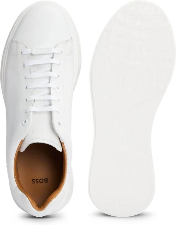 Hugo Boss Witte Leren Sneakers Rubberen Zool White Heren