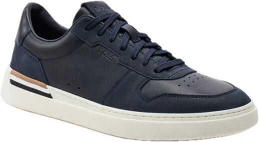 Hugo Boss Witte Leren Sneakers Trendy Design Blue Heren