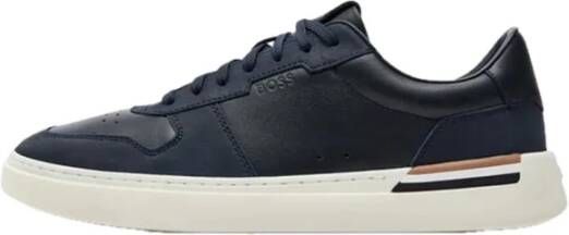 Hugo Boss Witte Leren Sneakers Trendy Design Blue Heren