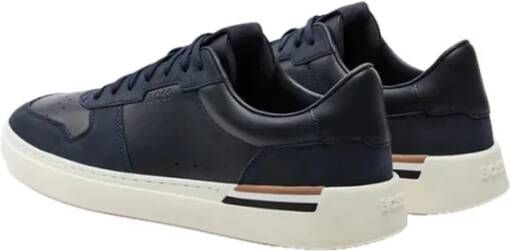 Hugo Boss Witte Leren Sneakers Trendy Design Blue Heren