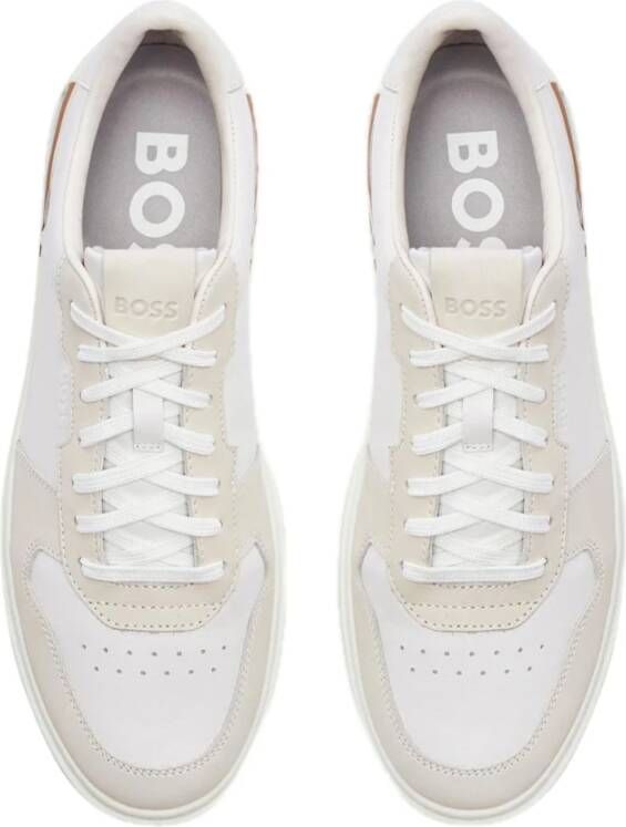 Hugo Boss Witte Leren Sneakers Trendy Design White Heren