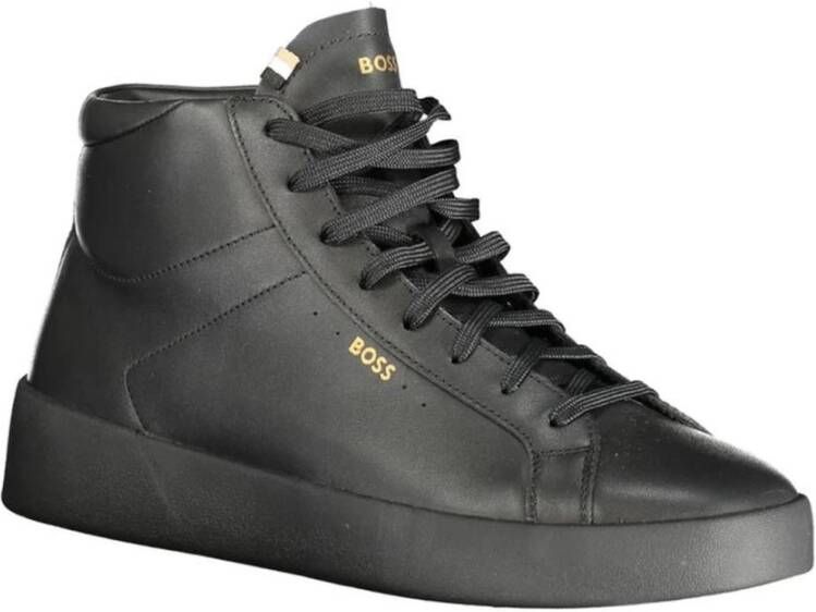 Hugo Boss Zwarte High-Top Polyester Sneakers Black Heren