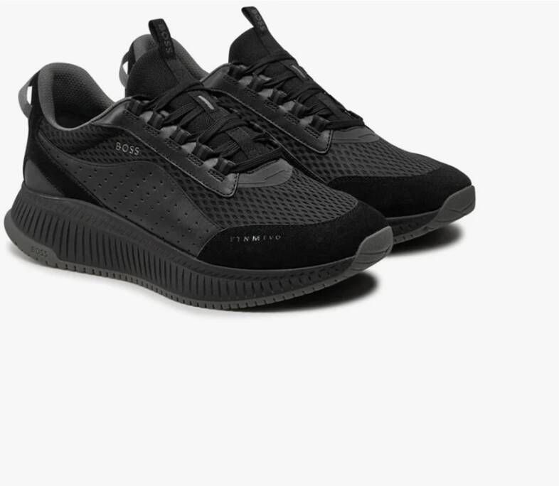 Hugo Boss Zwarte hybride sneakers met EVA-rubbers zool Black Heren