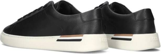 Hugo Boss Zwarte Leren Lage Sneaker Black Heren