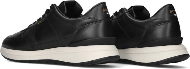 Hugo Boss Zwarte Leren Mesh Sneakers Black Heren