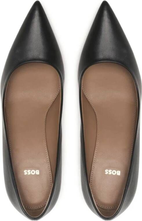 Hugo Boss Zwarte Leren Pumps Gemaakt in Italië Black Dames