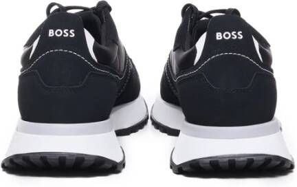 Hugo Boss Zwarte Leren Sneakers met Contrasterend Logo Black Heren