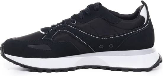 Hugo Boss Zwarte Leren Sneakers met Contrasterend Logo Black Heren