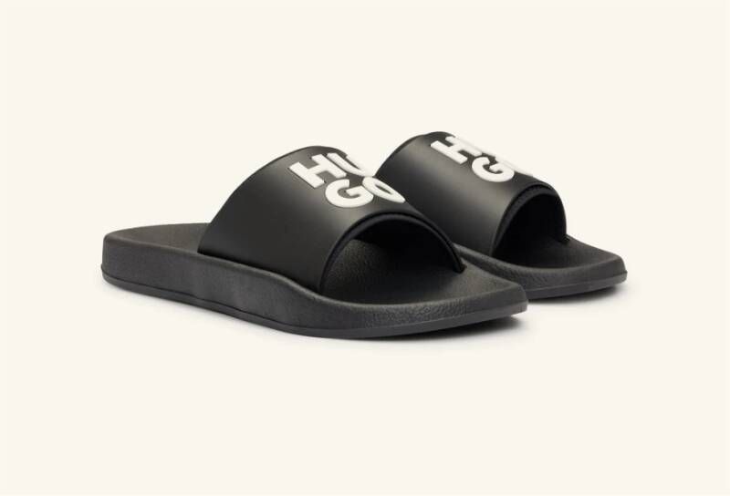 Hugo Boss Zwarte Slider Sandalen Nil-Slid Black Heren