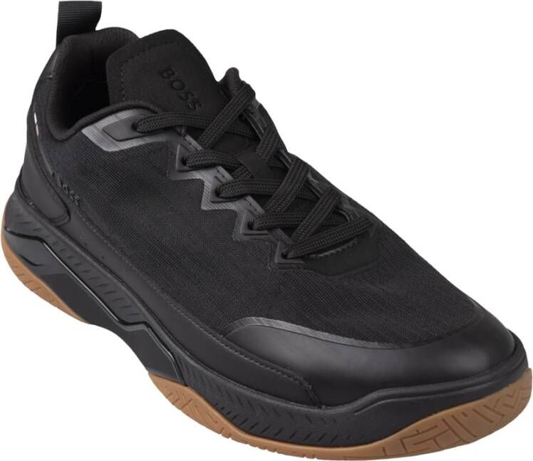 Hugo Boss Zwarte Sneakers Polyester Samenstelling Black Heren