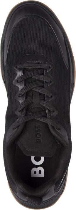 Hugo Boss Zwarte Sneakers Polyester Samenstelling Black Heren