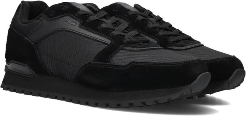 Hugo Boss Zwarte Suède Lage Sneakers Black Heren