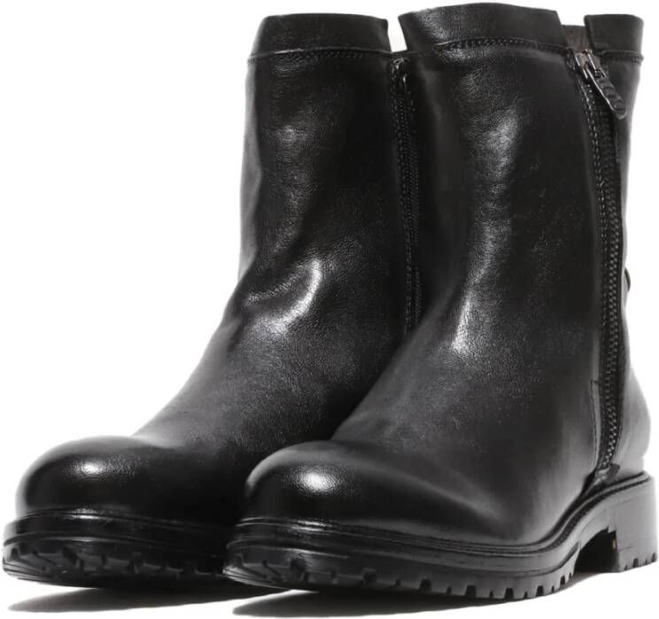 Hundred100 Stijlvolle zwarte leren enkellaarzen Black Dames