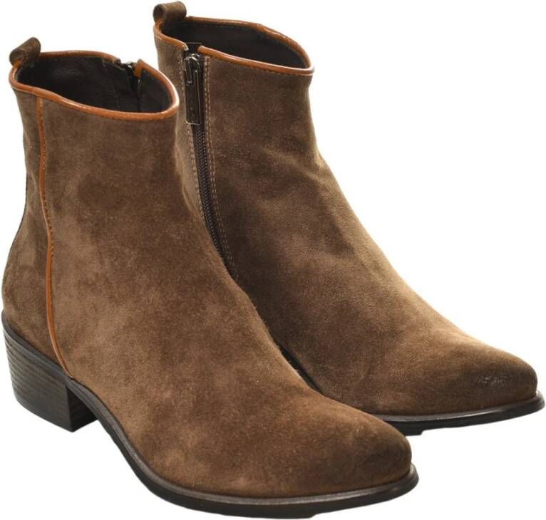 Hundred100 Western-stijl Enkellaarzen in Zand Suède Brown Dames