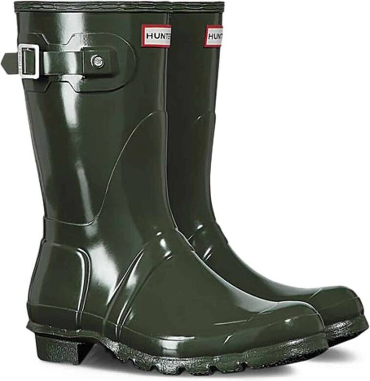 Hunter Herfst Winter Gesp Laarzen Synthetisch Rubber Green Dames