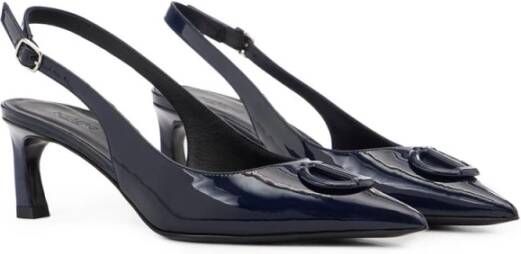 Iceberg Blauwe patentleren puntige slingbacks met monogram Blue Dames