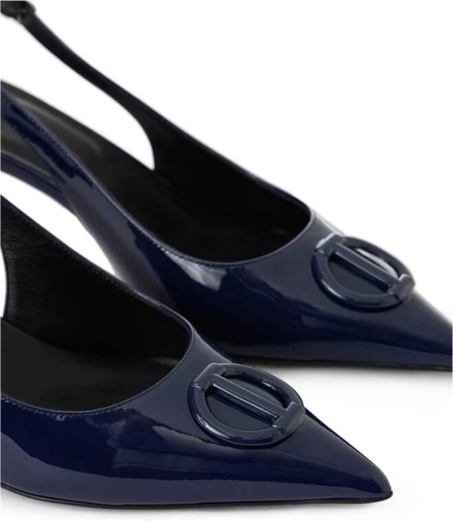 Iceberg Blauwe patentleren puntige slingbacks met monogram Blue Dames