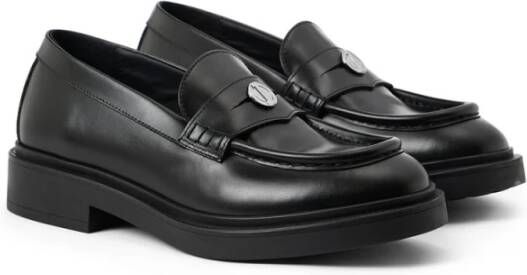 Iceberg Elegante zwarte leren loafers met logo monogram Black Dames