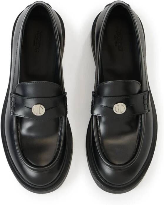 Iceberg Elegante zwarte leren loafers met logo monogram Black Dames