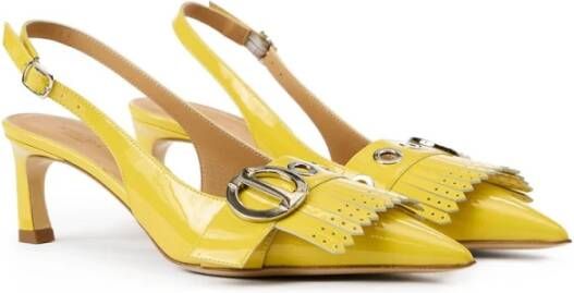 Iceberg Gele gepatineerde leren pumps met kittenhak logo en franje Yellow Dames