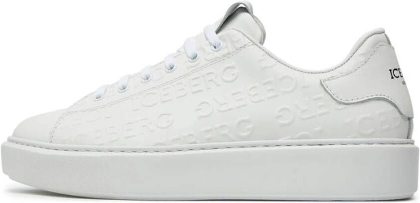 Iceberg Witte Leren Sneakers Regular Fit White Heren