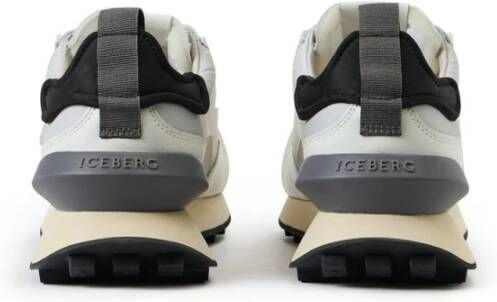 Iceberg Witte op atletiek geïnspireerde sneakers van leer en suède Multicolor Heren