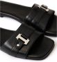 Iceberg Zwarte leren platte sandalen met voorband en monogramdetails Black Dames - Thumbnail 5