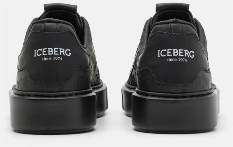 Iceberg Zwarte leren sneakers Black Heren