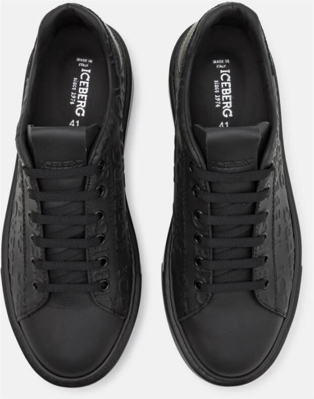 Iceberg Zwarte leren sneakers Black Heren