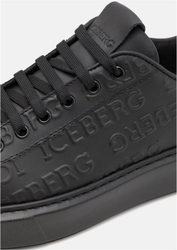 Iceberg Zwarte leren sneakers Black Heren