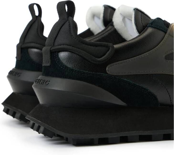 Iceberg Zwarte op sport geïnspireerde sneakers van leer en suède Black Heren